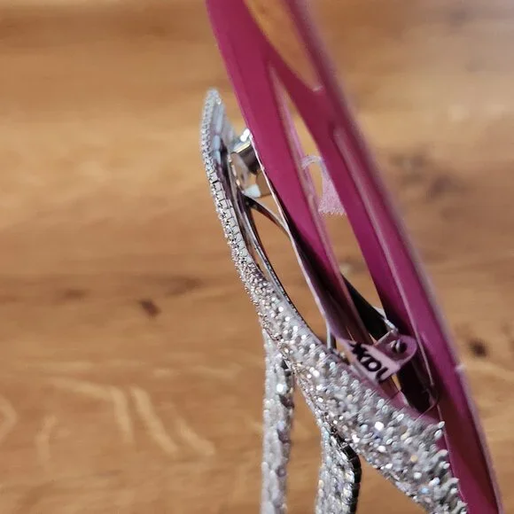 Glass Stone Silver Hair Bow - Picture 4 of 4